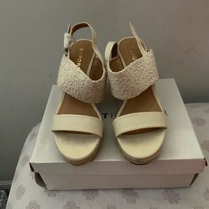 Beige platform heels